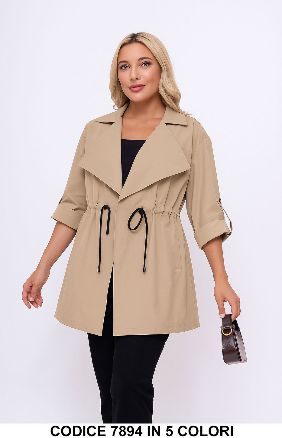 Giacca leggera con coulisse e maniche risvoltabili Capospalla Casual Elegante in 4 colori – 7894
