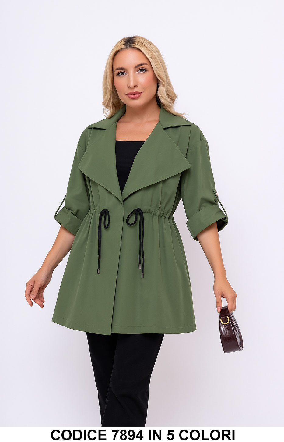 Giacca leggera con coulisse e maniche risvoltabili Capospalla Casual Elegante in 4 colori – 7894