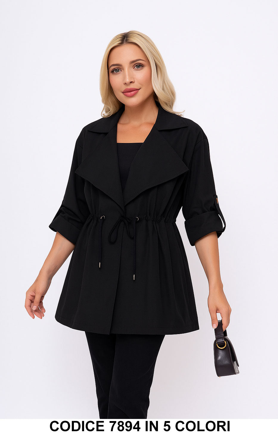 Giacca leggera con coulisse e maniche risvoltabili Capospalla Casual Elegante in 4 colori – 7894