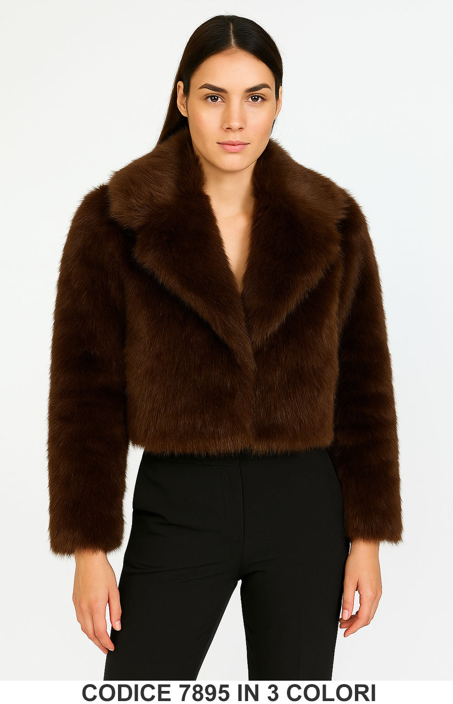 Giacca Giubbotto Eco Pelliccia corta elegante con collo ampio Teddy Fashion in 3 colori – 7895