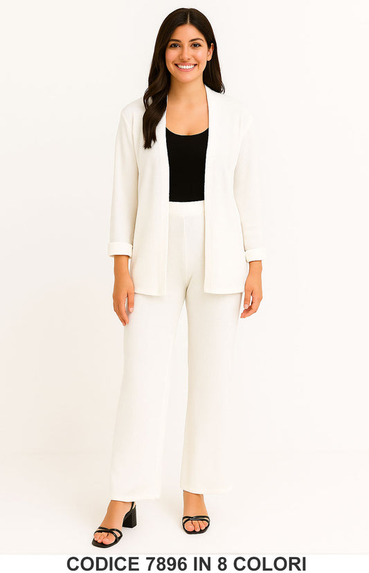 Completo cardigan lungo e pantalone palazzo Coordinato Elegante Casual in 8 colori – 7896