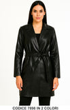 Cappotto Trench in eco pelle lucida con cintura Elegante Giacca Fashion Marrone o Nero – 7898