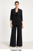 Tailleur donna elegante Nero Strass Metallo con giacca monopetto e pantalone palazzo a pois Completo – 7900