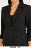 Tailleur donna elegante Nero Strass Metallo con giacca monopetto e pantalone palazzo a pois Completo – 7900