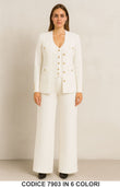 Completo 3 pezzi maglia + gilet + pantalone palazzo Bottoni Gioiello Coordinato in 6 colori – 7903