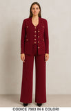 Completo 3 pezzi maglia + gilet + pantalone palazzo Bottoni Gioiello Coordinato in 6 colori – 7903