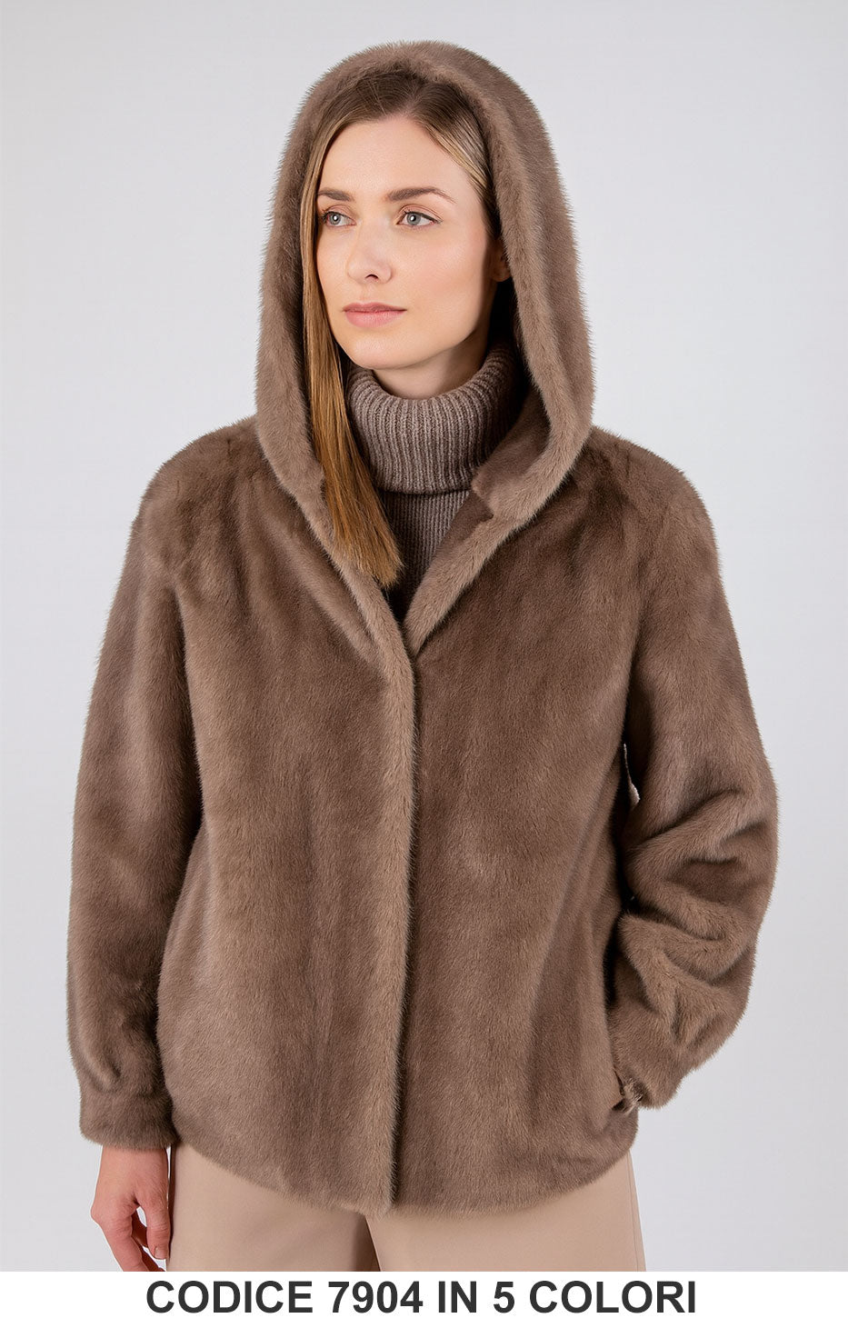 Cappotto pelliccia ecologica con cappuccio GIubbotto Fashion Morbido in 5 colori – 7904