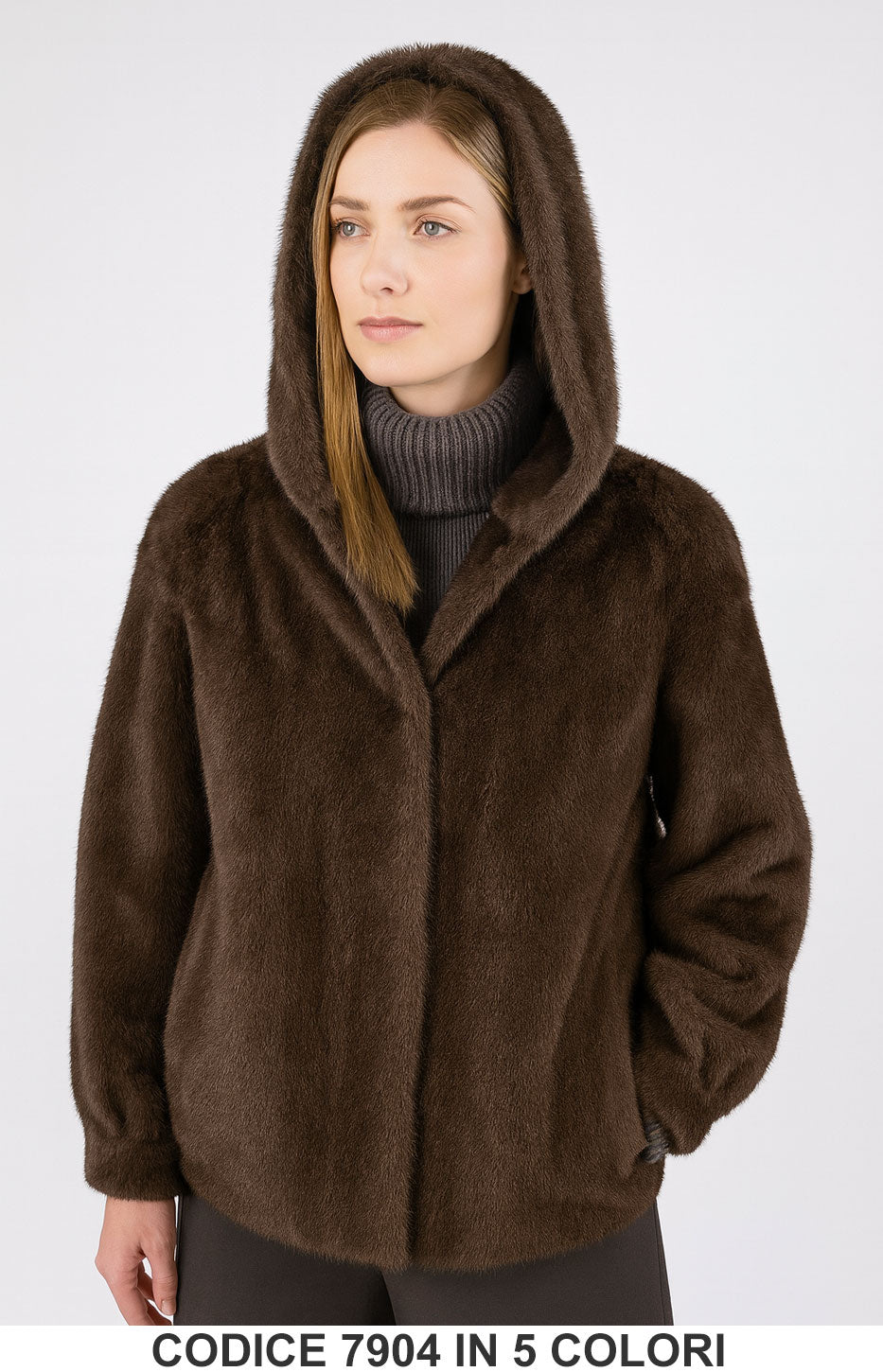 Cappotto pelliccia ecologica con cappuccio GIubbotto Fashion Morbido in 5 colori – 7904