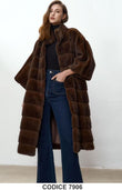 Cappotto lungo in eco pelliccia marrone elegante Maniche Ampie Collo Morbido – 7906
