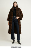 Cappotto lungo in eco pelliccia marrone elegante Maniche Ampie Collo Morbido – 7906