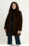 Giaccone in eco pelliccia marrone con cappuccio Cappotto Fashion Elegante – 7909