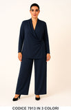 Completo elegante con giacca incrociata e pantalone palazzo Coordinato in 3 colori – 7913