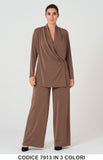 Completo elegante con giacca incrociata e pantalone palazzo Coordinato in 3 colori – 7913