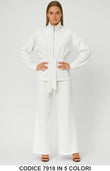 Completo sport chic con giacca zip e cintura Pantalone Palazzo Coordinato Fashion in 5 colori – 7918