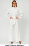Completo sport chic con giacca zip e cintura Pantalone Palazzo Coordinato Fashion in 5 colori – 7918