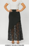 Gonna lunga asimmetrica con pizzo Gonne Fashion Chic Donna Marrone o Nero – 7919