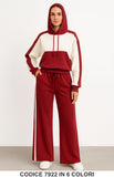 Completo sporty-chic con Felpa cappuccio bicolore Pantalone Righe Tuta Sportiva in 6 colori – 7922