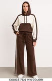 Completo sporty-chic con Felpa cappuccio bicolore Pantalone Righe Tuta Sportiva in 6 colori – 7922