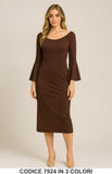 Abito midi elegante con maniche a campana Vestito Lungo Evento Fashion in 3 Colori – 7924