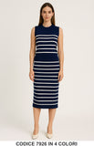 Completo due pezzi smanicato a righe in maglia Maglia Gonna Midi Casual Coordinato in 4 colori – 7926