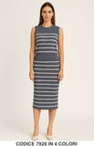 Completo due pezzi smanicato a righe in maglia Maglia Gonna Midi Casual Coordinato in 4 colori – 7926