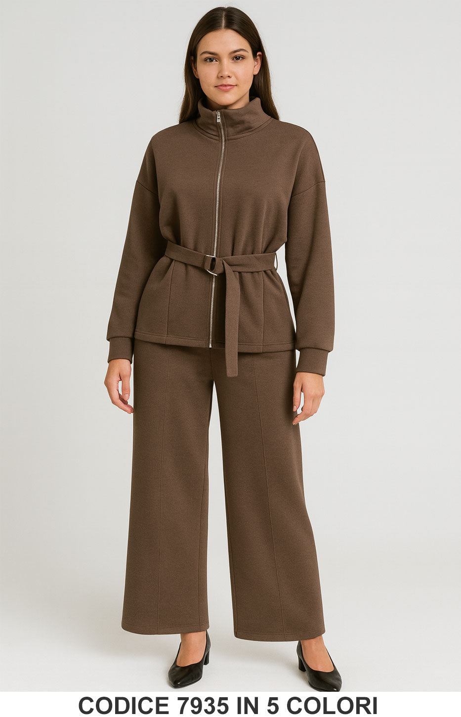 Completo Donna con Giacca Cinta e Pantalone Palazzo Coordinato Casual in 5 Colori – 7935
