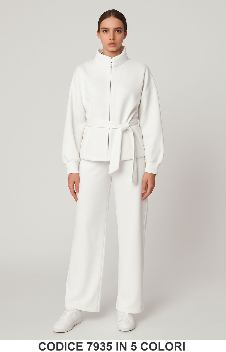 Completo Donna con Giacca Cinta e Pantalone Palazzo Coordinato Casual in 5 Colori – 7935