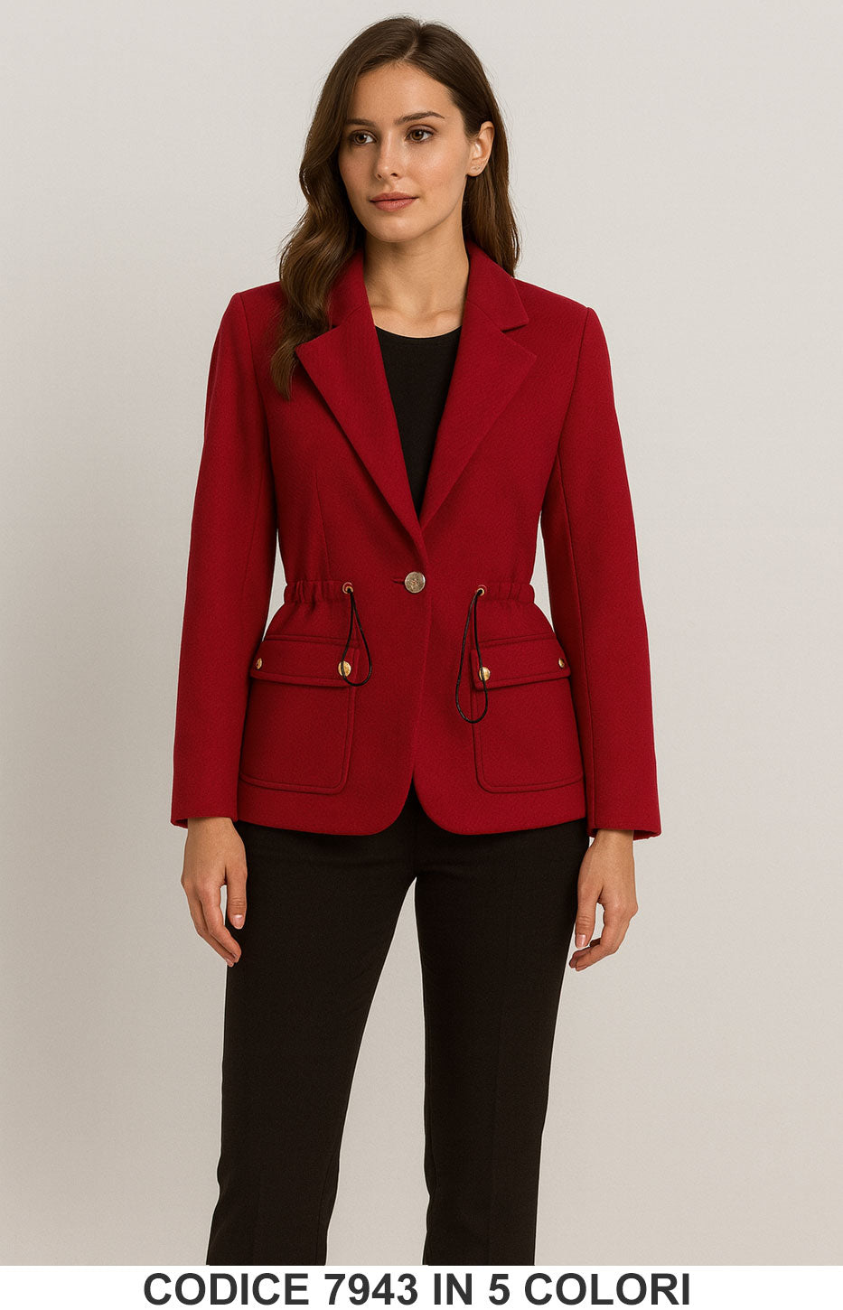 Blazer Elegante con Coulisse e Tasche Giacca Fashion Chic Casual in 5 Colori – 7943