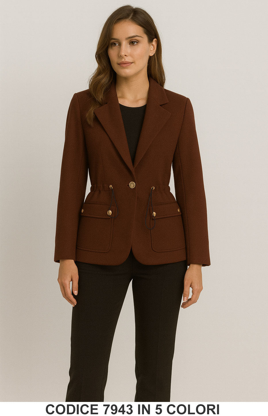 Blazer Elegante con Coulisse e Tasche Giacca Fashion Chic Casual in 5 Colori – 7943
