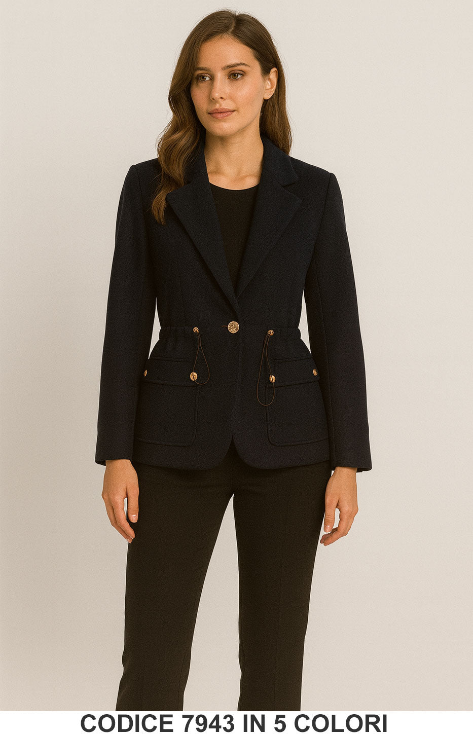 Blazer Elegante con Coulisse e Tasche Giacca Fashion Chic Casual in 5 Colori – 7943