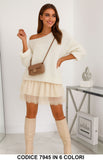 Completo Donna Maglia Oversize + Vestito Smanicato con Gonna in Tulle e Pizzo in 6 Colori – 7945
