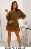 Completo Donna Maglia Oversize + Vestito Smanicato con Gonna in Tulle e Pizzo in 6 Colori – 7945