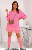 Completo Donna Maglia Oversize + Vestito Smanicato con Gonna in Tulle e Pizzo in 6 Colori – 7945