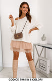 Completo Donna Maglia Oversize + Vestito Smanicato con Gonna in Tulle e Pizzo in 6 Colori – 7945