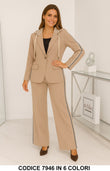 Completo Donna Tailleur Sportivo con Giacca a Cappuccio e Pantalone con Bande Laterali in 6 Colori – 7946