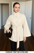 Cappotto Cappa Donna Elegante con Bottoni e Cintura Mantella Casual Chic in 6 Colori – 7947