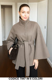 Cappotto Cappa Donna Elegante con Bottoni e Cintura Mantella Casual Chic in 6 Colori – 7947