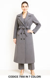 Cappotto Lungo Doppiopetto con Cintura Elegante Fashion in 7 Colori – 7950