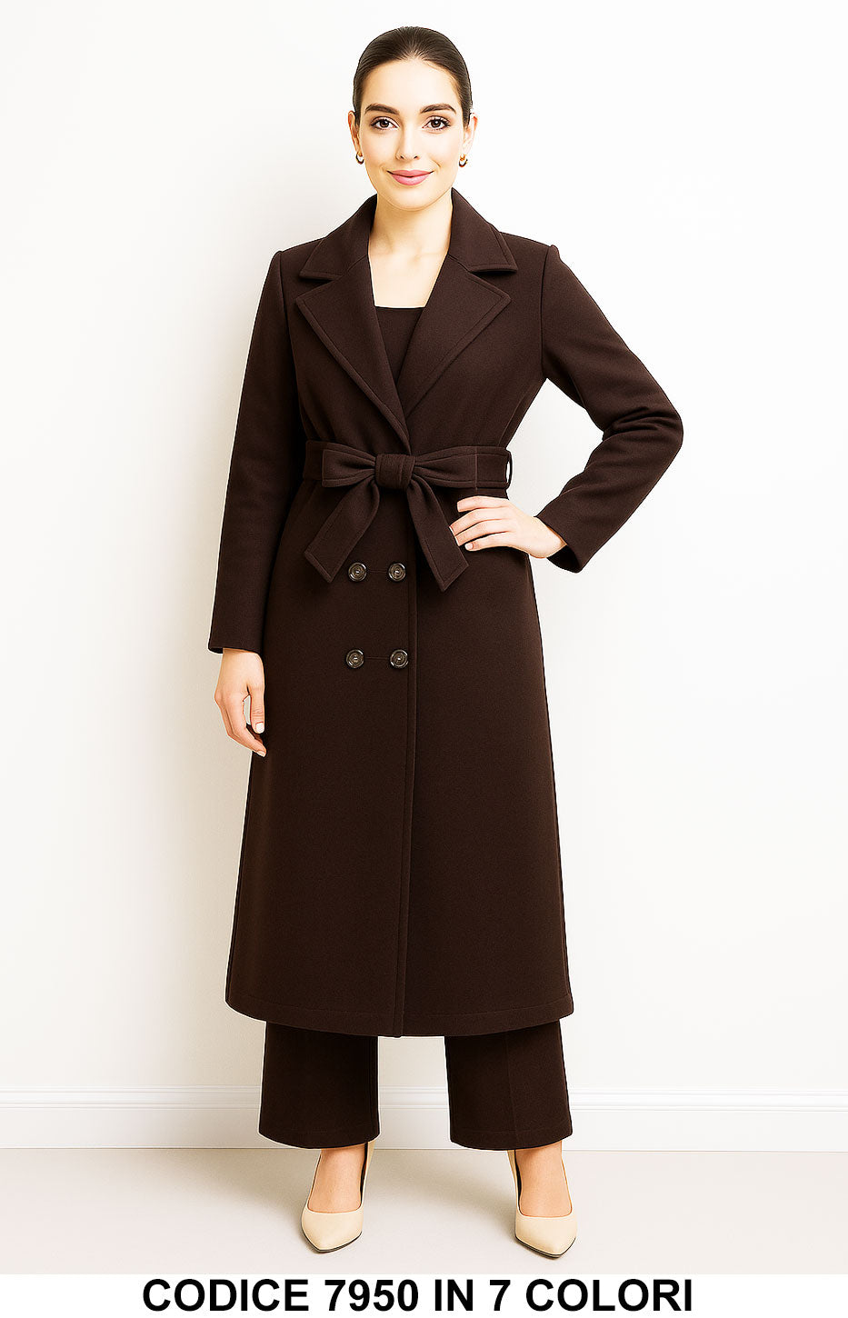 Cappotto Lungo Doppiopetto con Cintura Elegante Fashion in 7 Colori – 7950
