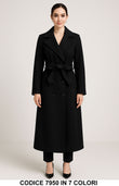 Cappotto Lungo Doppiopetto con Cintura Elegante Fashion in Nero – 7950Out