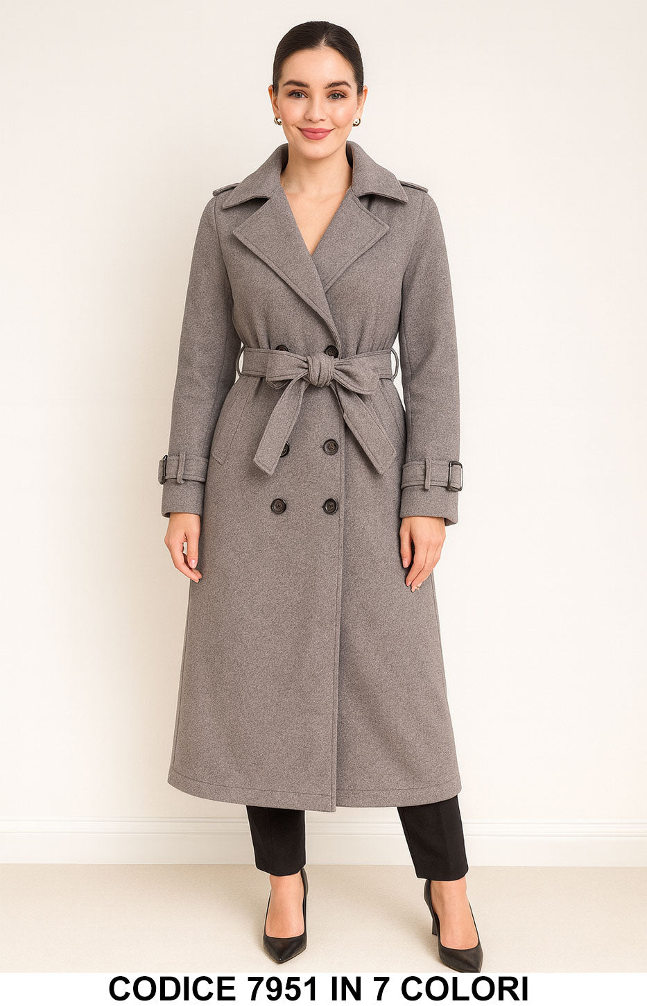 Cappotto Lungo Elegante Doppiopetto con Cintura Trench Fashion Chic Casual In 7 Colori – 7951