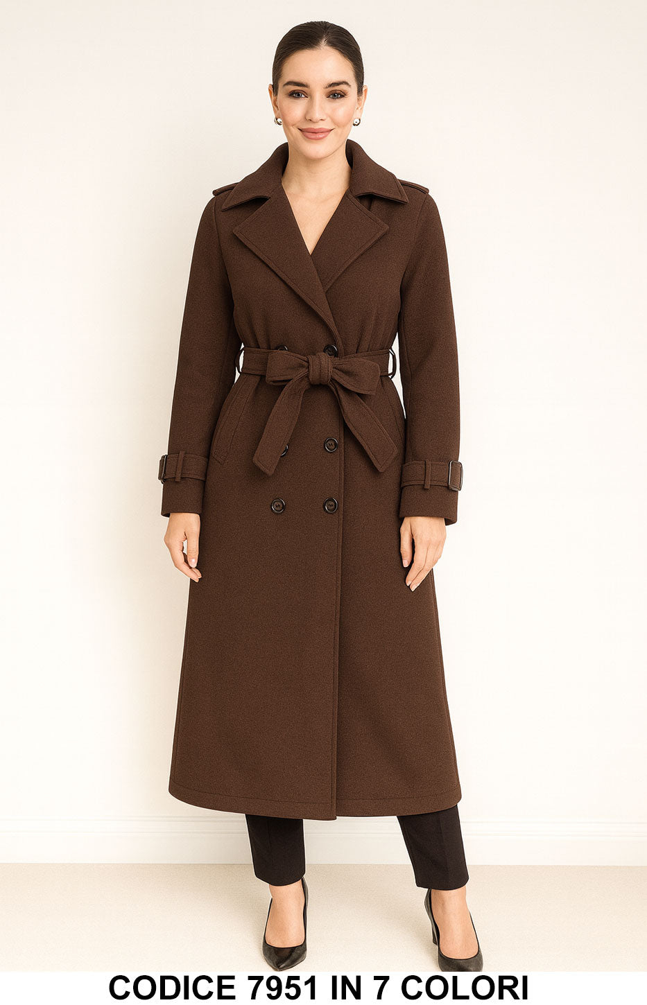 Cappotto Lungo Elegante Doppiopetto con Cintura Trench Fashion Chic Casual In 7 Colori – 7951