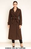 Cappotto Lungo Elegante Doppiopetto con Cintura Trench Fashion Chic Casual In 7 Colori – 7951