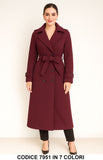 Cappotto Lungo Elegante Doppiopetto con Cintura Trench Fashion Chic Casual In 7 Colori – 7951