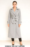 Cappotto Lungo Elegante Doppiopetto con Cintura Trench Fashion Chic Casual In 7 Colori – 7951