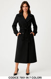 Cappotto Lungo Elegante Doppiopetto con Cintura Trench Fashion Chic Casual In 7 Colori – 7951