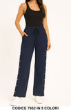 Pantalone Donna Felpato con Bottoni Laterali Pantaloni Donna Ragazze in 5 Colori – 7952