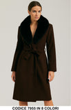Cappotto con collo in ecopelliccia e cintura Fashion Elegante Capospalla in 8 colori – 7955