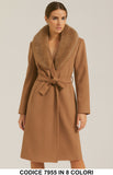 Cappotto con collo in ecopelliccia e cintura Fashion Elegante Capospalla in 8 colori – 7955