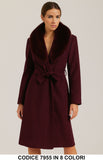 Cappotto con collo in ecopelliccia e cintura Fashion Elegante Capospalla in 8 colori – 7955